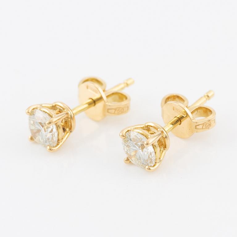 Earrings, 18K gold with brilliant-cut diamonds.