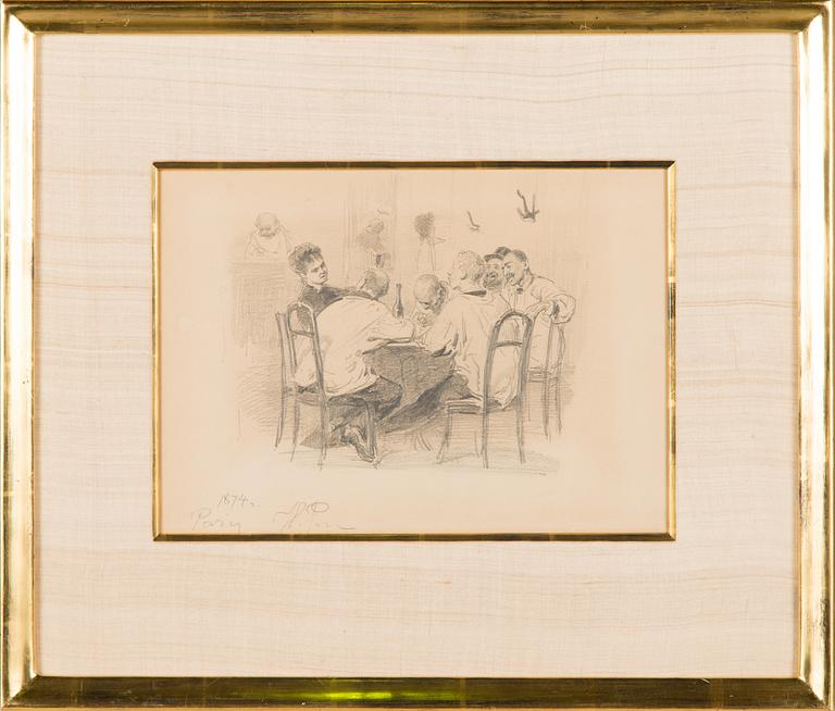 Ilja Jefimovitj Repin, A scene from a Parisian café.