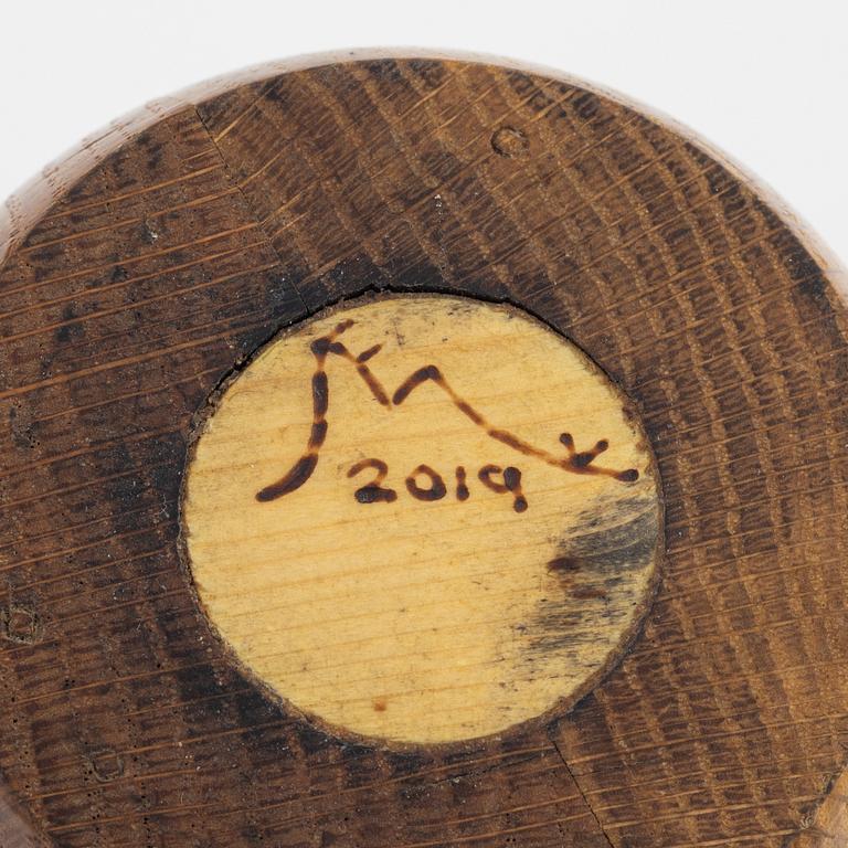 Magnus Ek, a set of four oak serving bowls for Oaxen Krog, 2019.