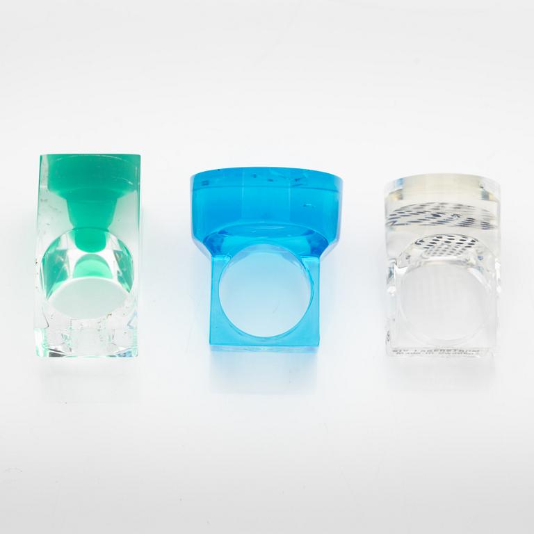 Siv Lagerström, three acrylic plastic rings, 1970s.