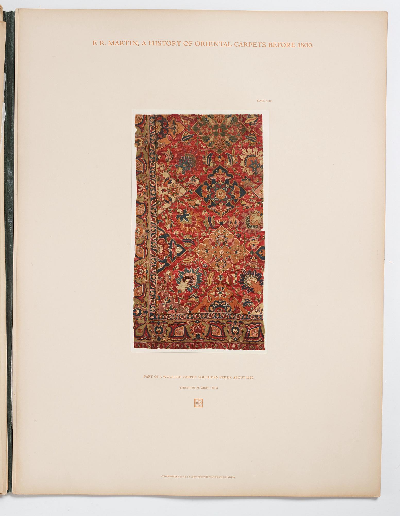 Fredrik Robert Martin: 'A History of Oriental Carpets before 1800,' Vienna, 1906.
