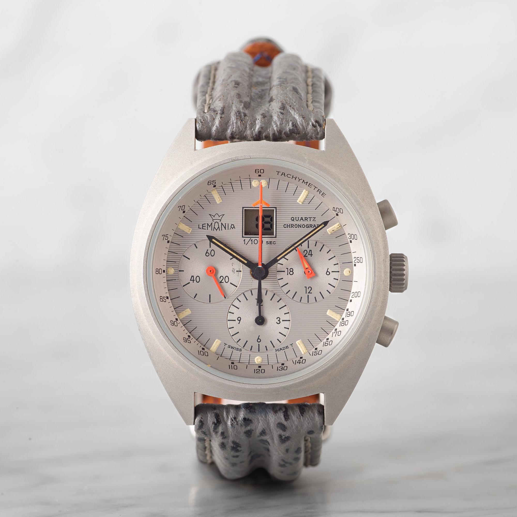 LEMANIA, hybrid, chronograph, "1/100sec" protoype, wristwatch, 37 mm.