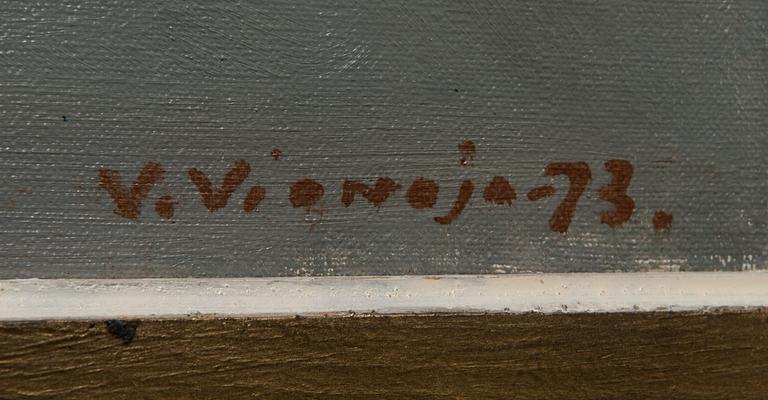 Veikko Vionoja, öljy kankaalle, signeerattu ja päivätty -73.