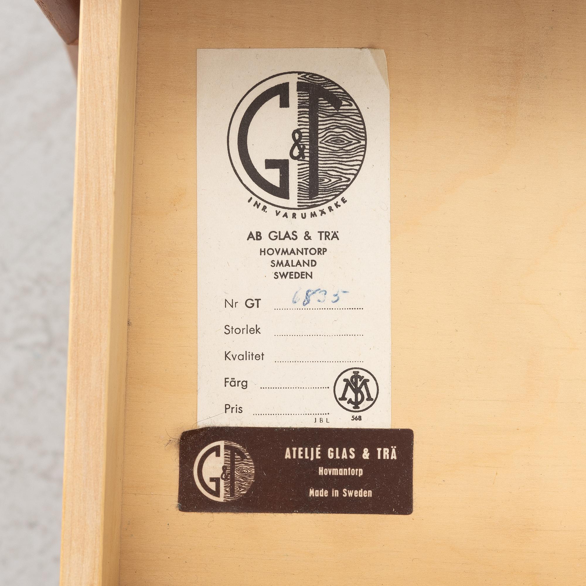 Rimbert Sandholdt, a 'GT 6835' chest of drawers, Glas & Trä, Hovmantorp.