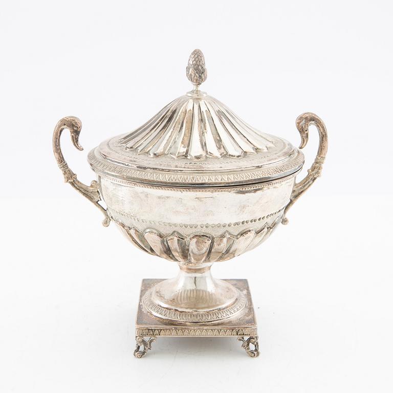 Candy bowl with lid, silver, Swedish import marks, Empire style, early 20th century.