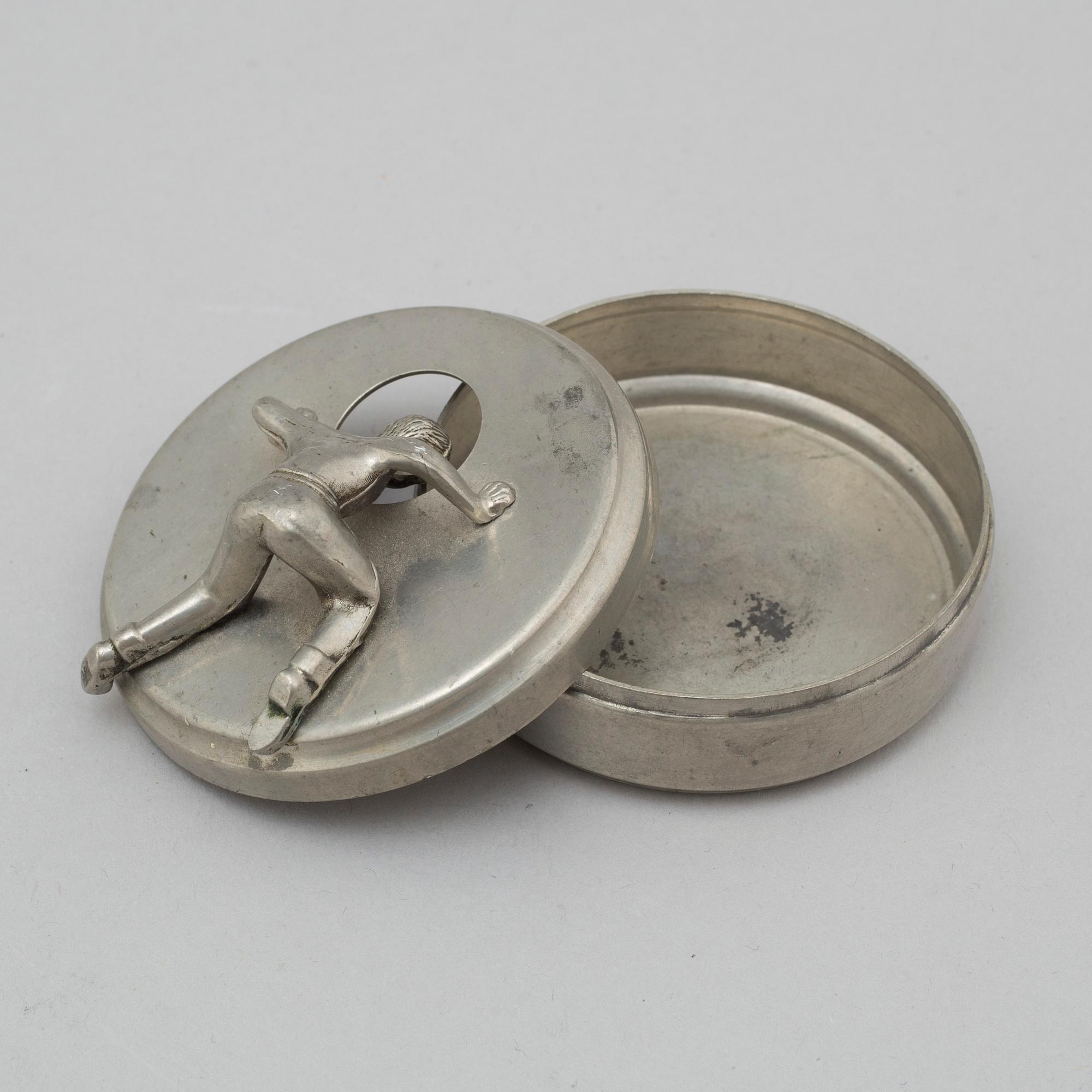 A PEWTER BUTTON BOX, 'Originell', Widerholm & Dahlberg, Eskilstuna.