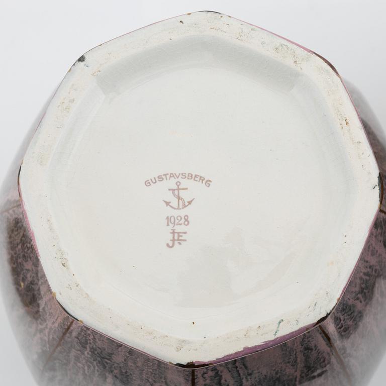 Josef Ekberg, urnor, ett par, flintgods, Gustavsberg, daterade 1927.