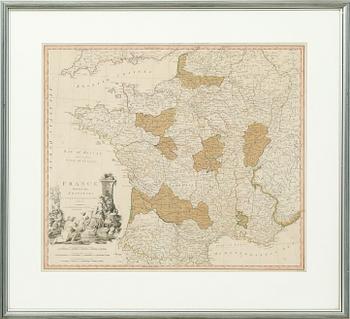 William Faden, map France, hand colored kopper engraving, London 1790.