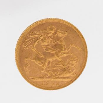 Gold coin Edward VII Great Britain 1908.