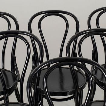 6 BLACK BENTWOOD CHAIRS SECOND HALF OF 20TH CENTURY, THONET-STYLE.