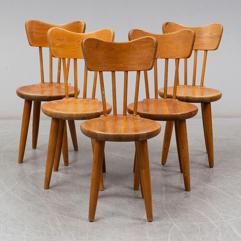 A set of five 1940s chairs by Torsten Claesson, for Steneby.