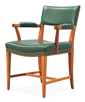 376. A Josef Frank mahogany and green leather armchair, Svenskt Tenn, model 695.