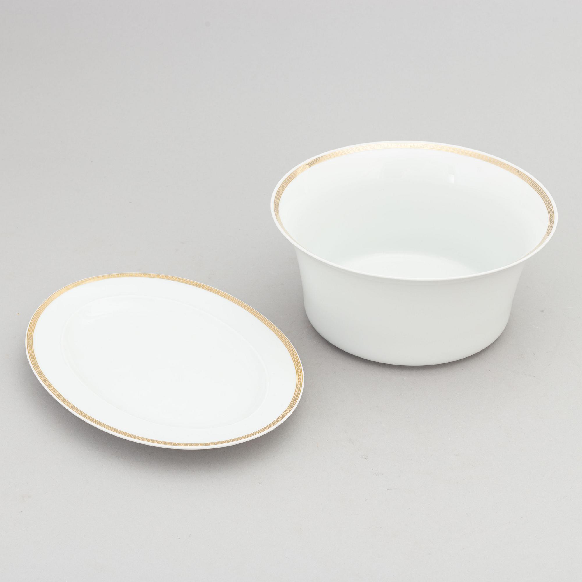 Versace, tableware, 29 pcs, porcelain, "Ikarus Medallion Méandre d'Or", Rosenthal.