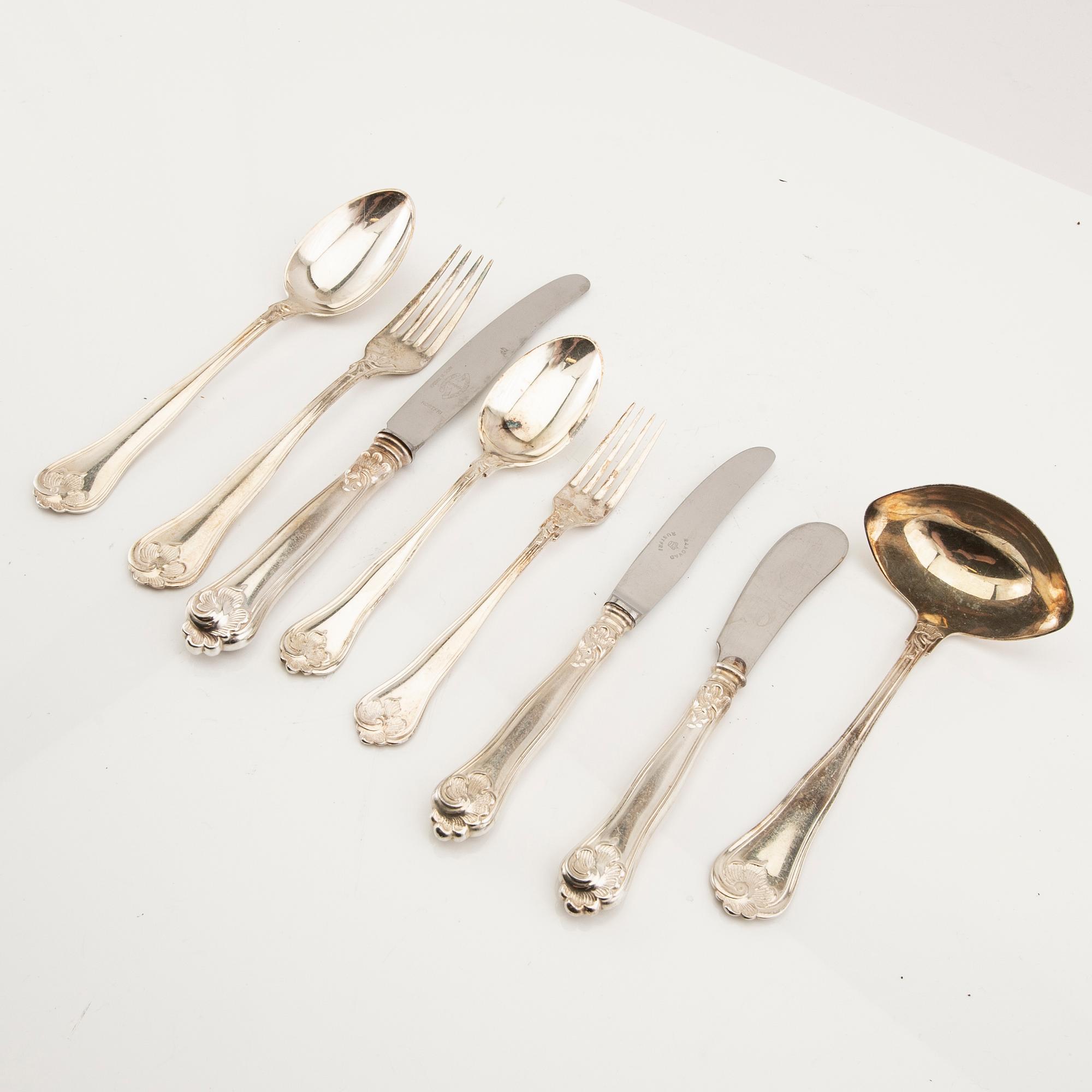 A Danish set of 54 pcs of silver cutlery mark mostly of Cohr mid 1900s.