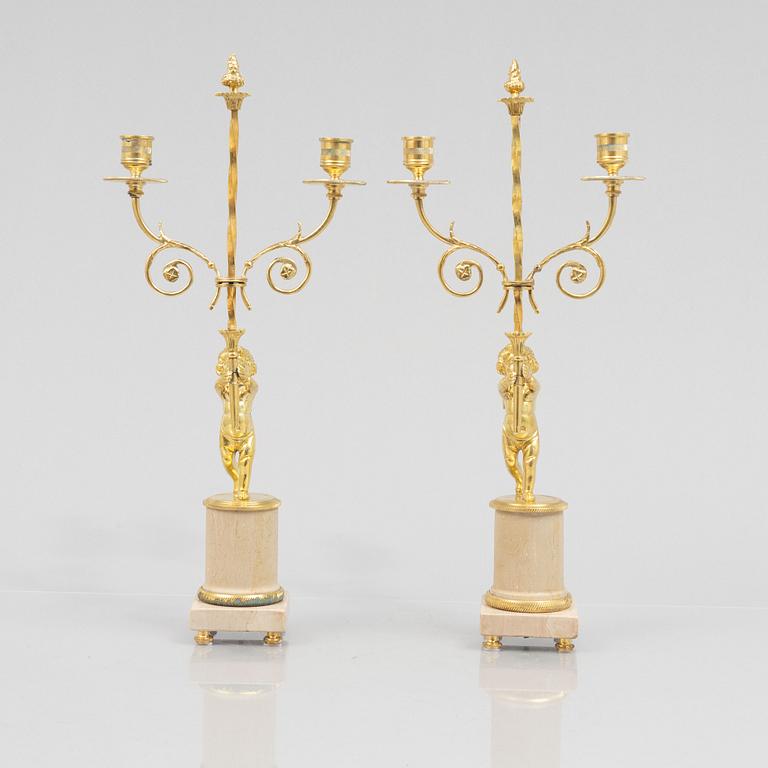 A pair of Candelabra, Empire style, late 20th century.