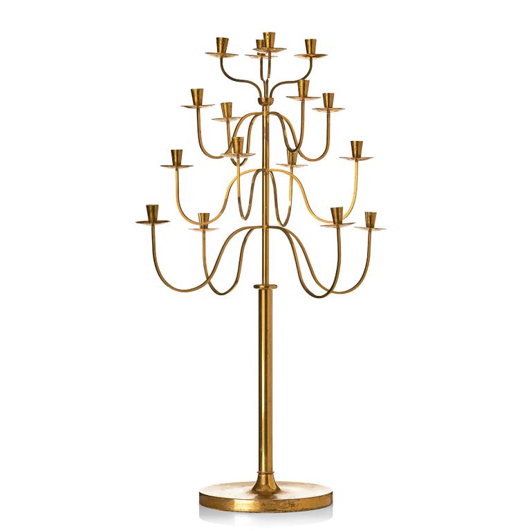 Josef Frank, a brass candelabrum for 16 lights by Svenskt Tenn, Sweden 1940-1950s.