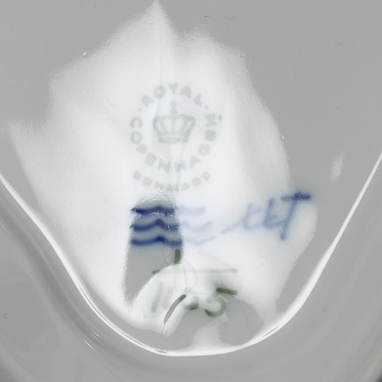 Royal Copenhagen, three sauceboats, 'Blue Fluted Full Lace', Denmark, 1979-83.