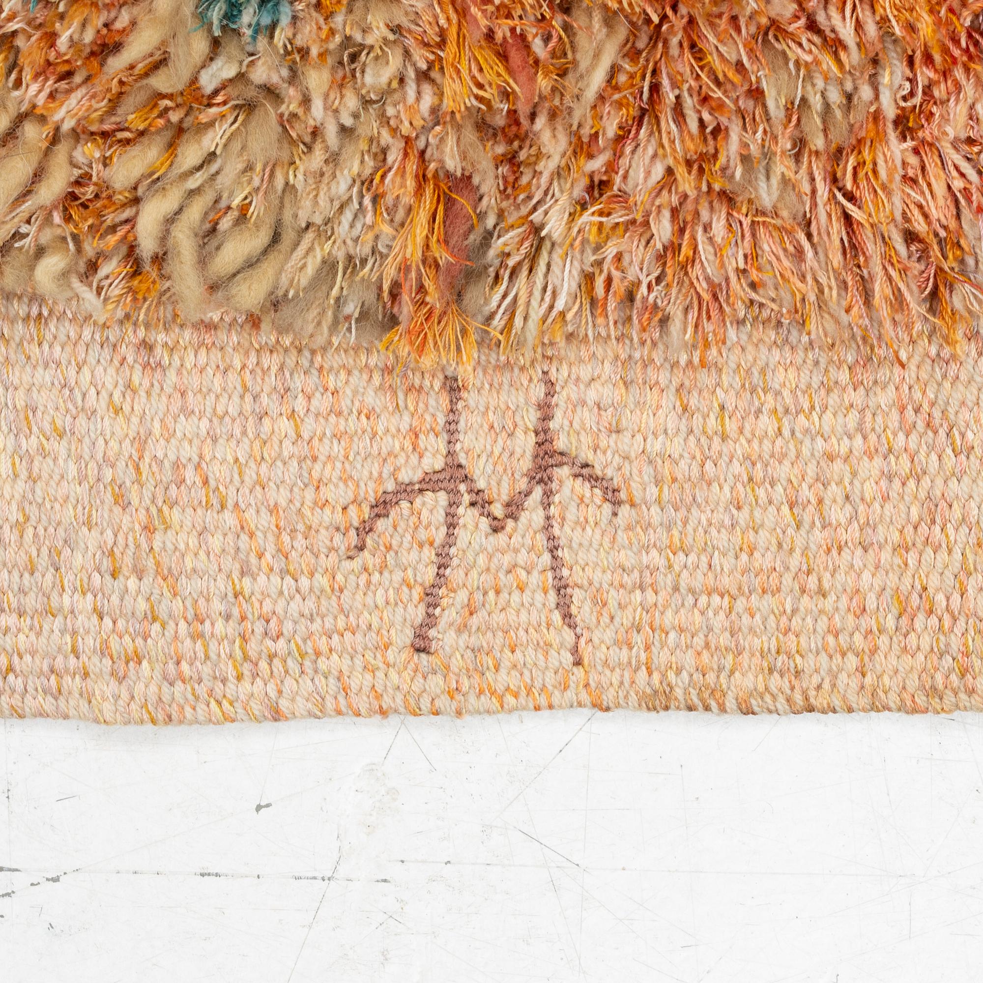 Woven tapestry, "Seidenwandt", rya variant, approx. 145 x 175 cm, Germany, signed B Bernhard.