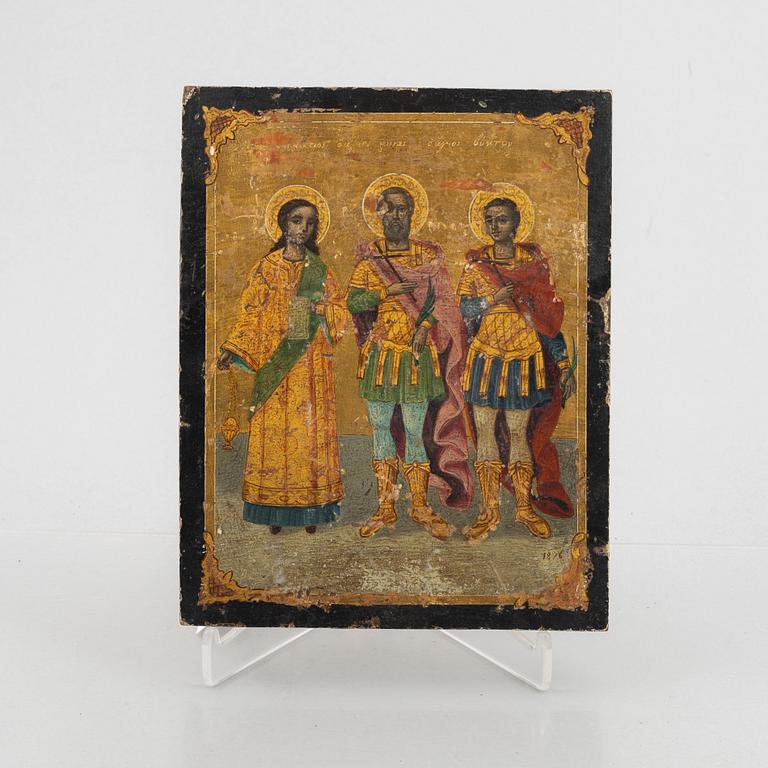 Icon, Probably Greece, 19th century, Including military saints.