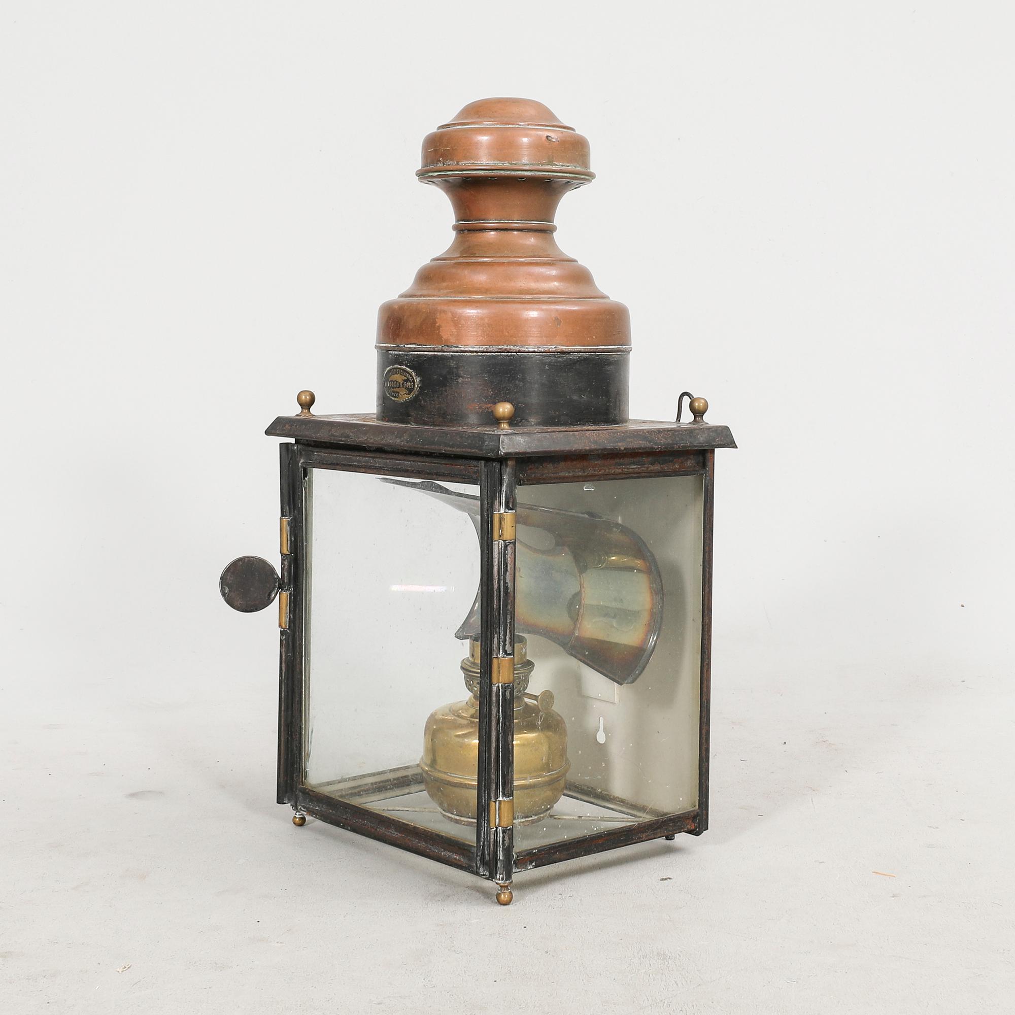 A Mobach & fils copper lantern around 1900.