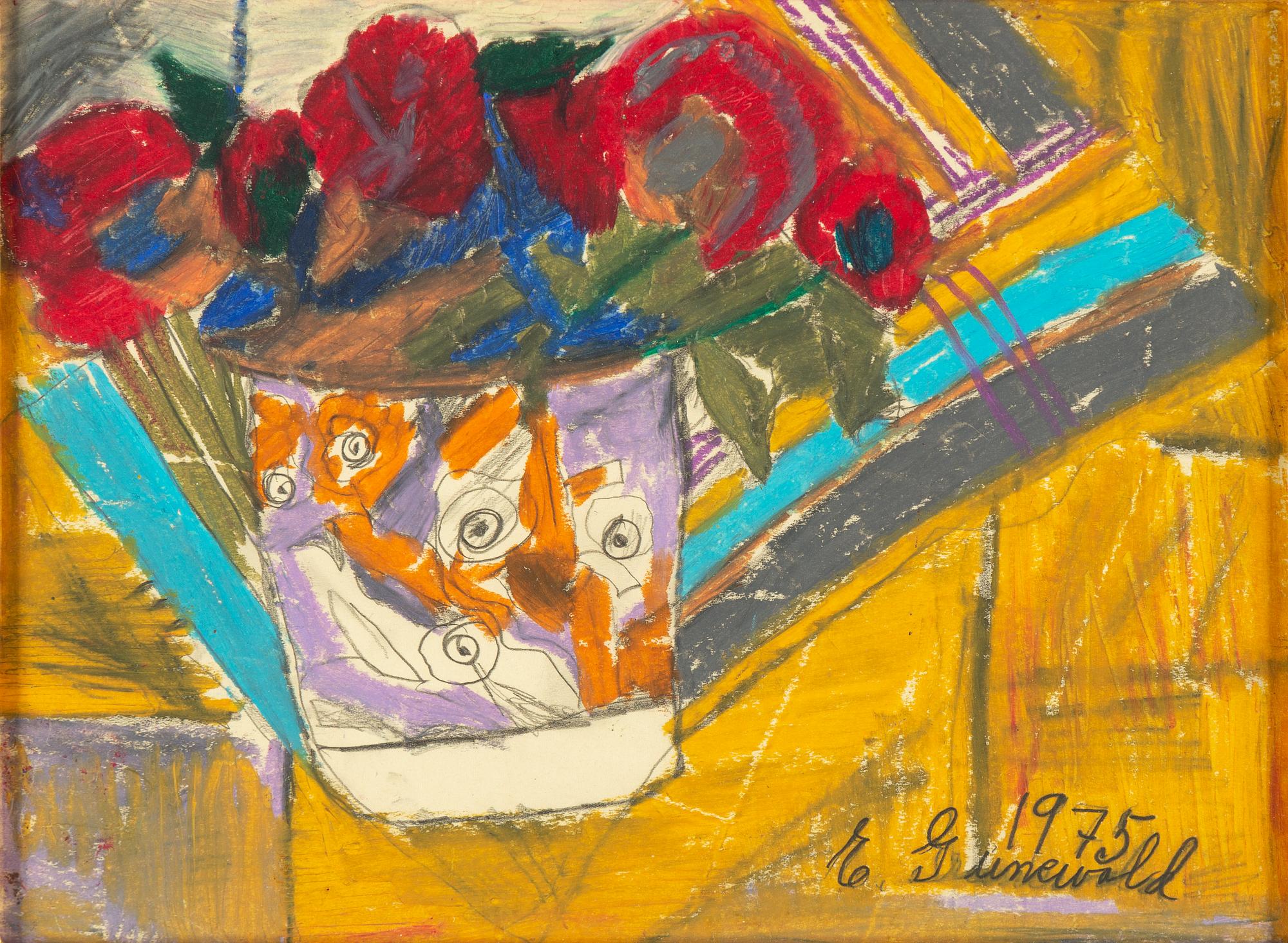 ELSA GRÜNEWALD, crayon, signed and dated 1975.