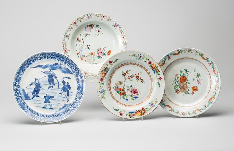 PARTI PORSLIN, 3+1 st Kina, mestadels Qianlong (1736-95).