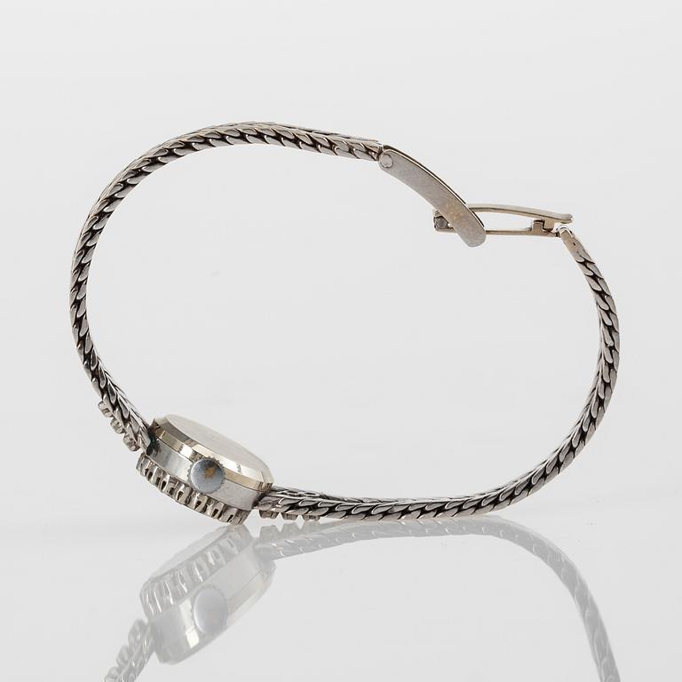 DAMARMBANDSUR, Monvis, 18K guld, 25 åttkantslipade diamanter, 1900-talets andra hälft. Vikt 20 g.