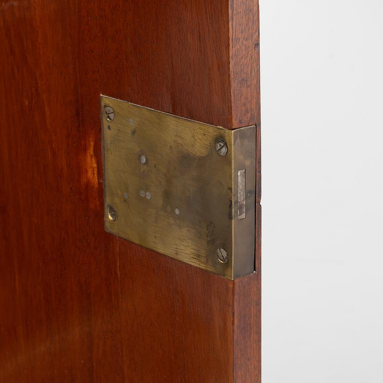 A Napoleon III ebonised, marquetry, and marble cabinet, later part of the 19th century.