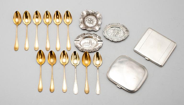 SILVERFÖREMÅL, 15 del. Tot vikt 380 g.