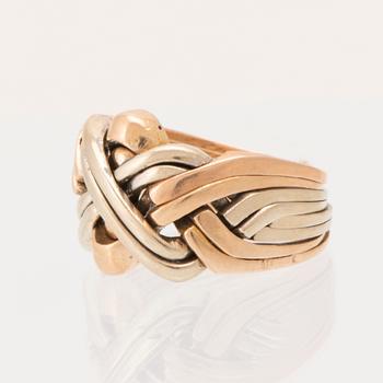 Ring "Pusselring" 14K rosé, vitt och rött guld.