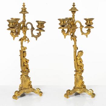A pair of Louis XV style candelabras, 20th century.
