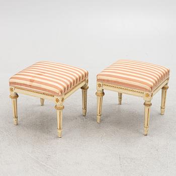 A pair of Gustavian stools, late 18th century.