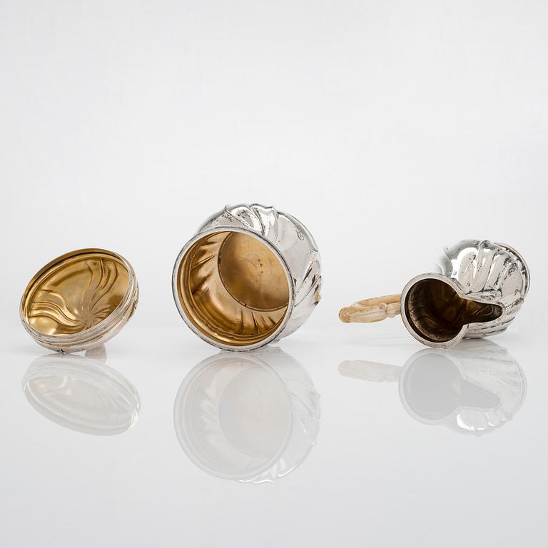 Te- och kaffeservis på bricka, silver, totalt 6 delar, silver, Tjeckoslovakien 1929-1941.