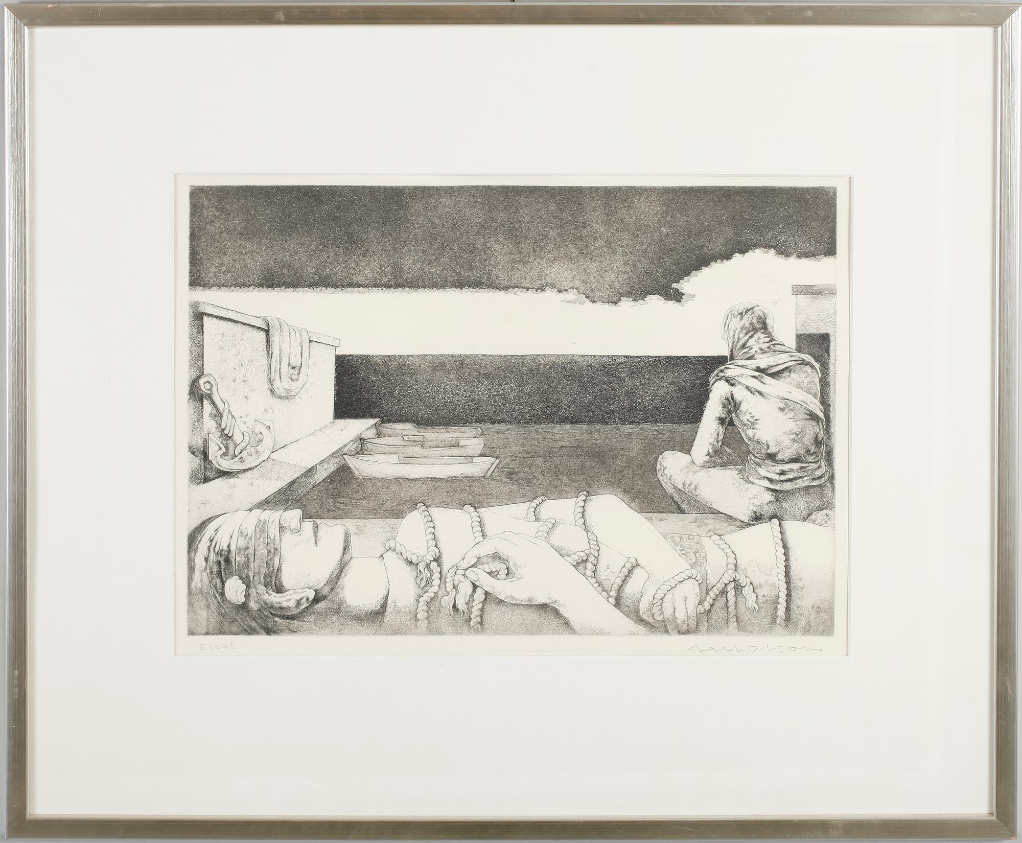 AXEL OLSON, etsning, sign, essai.