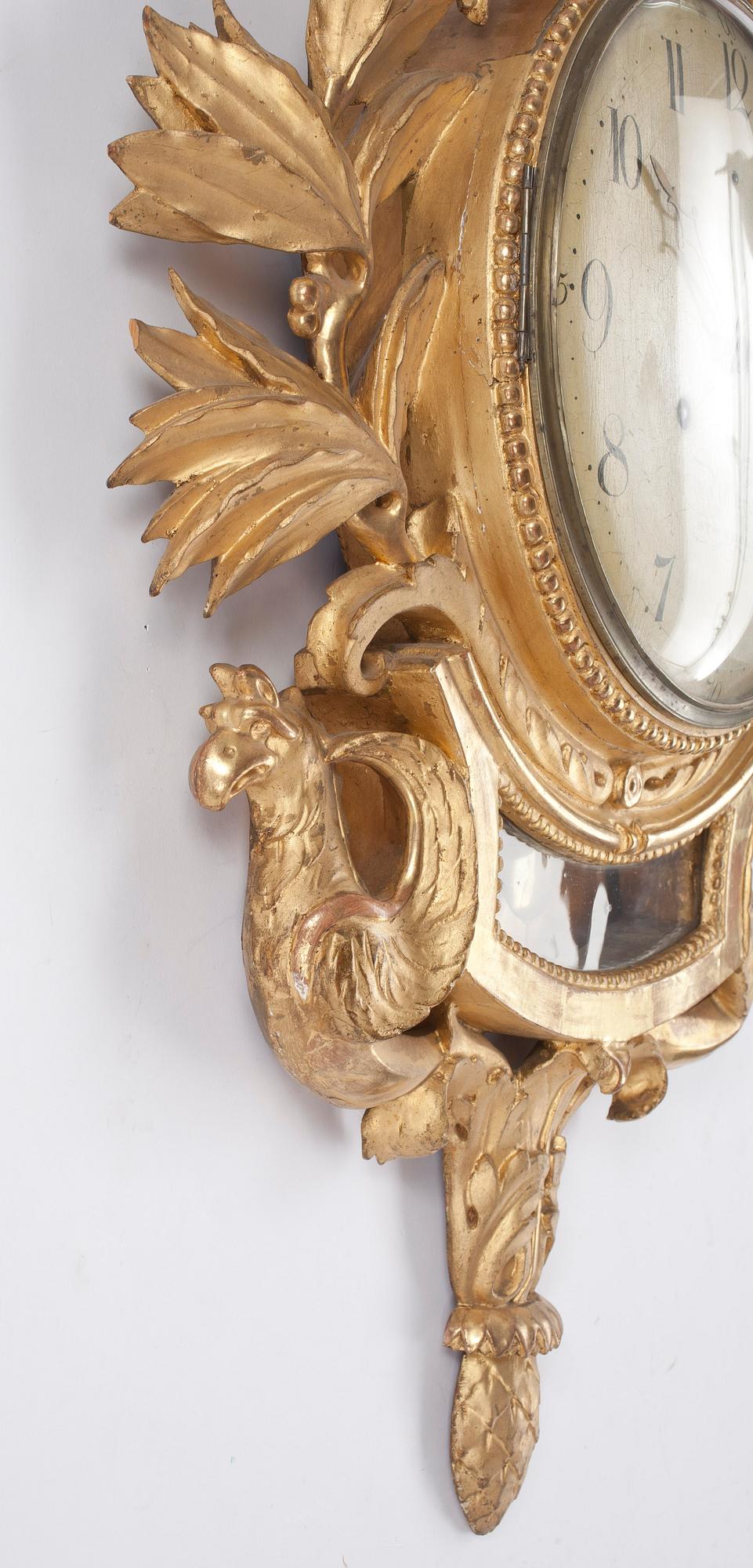 VÄGGPENDYL, sengustaviansk, urtavlan märkt Blyberg, Stockholm, omkring 1800.