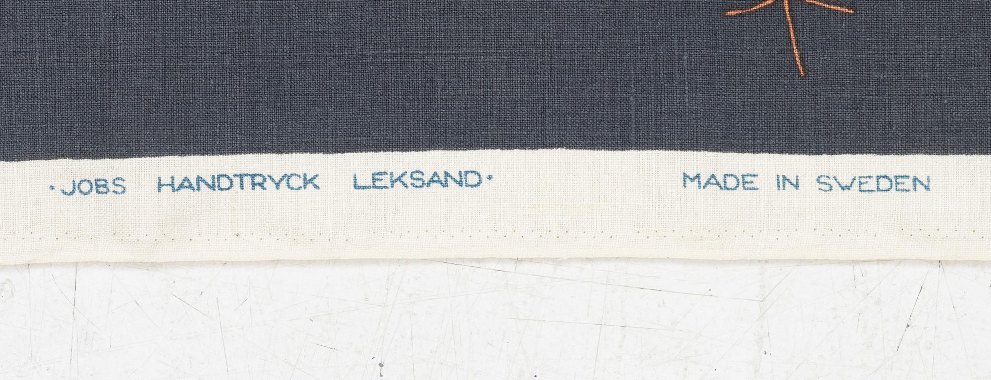 Gocken Jobs, a fabric, 'Stugrabatt', Jobs Handtryckt, Leksand.