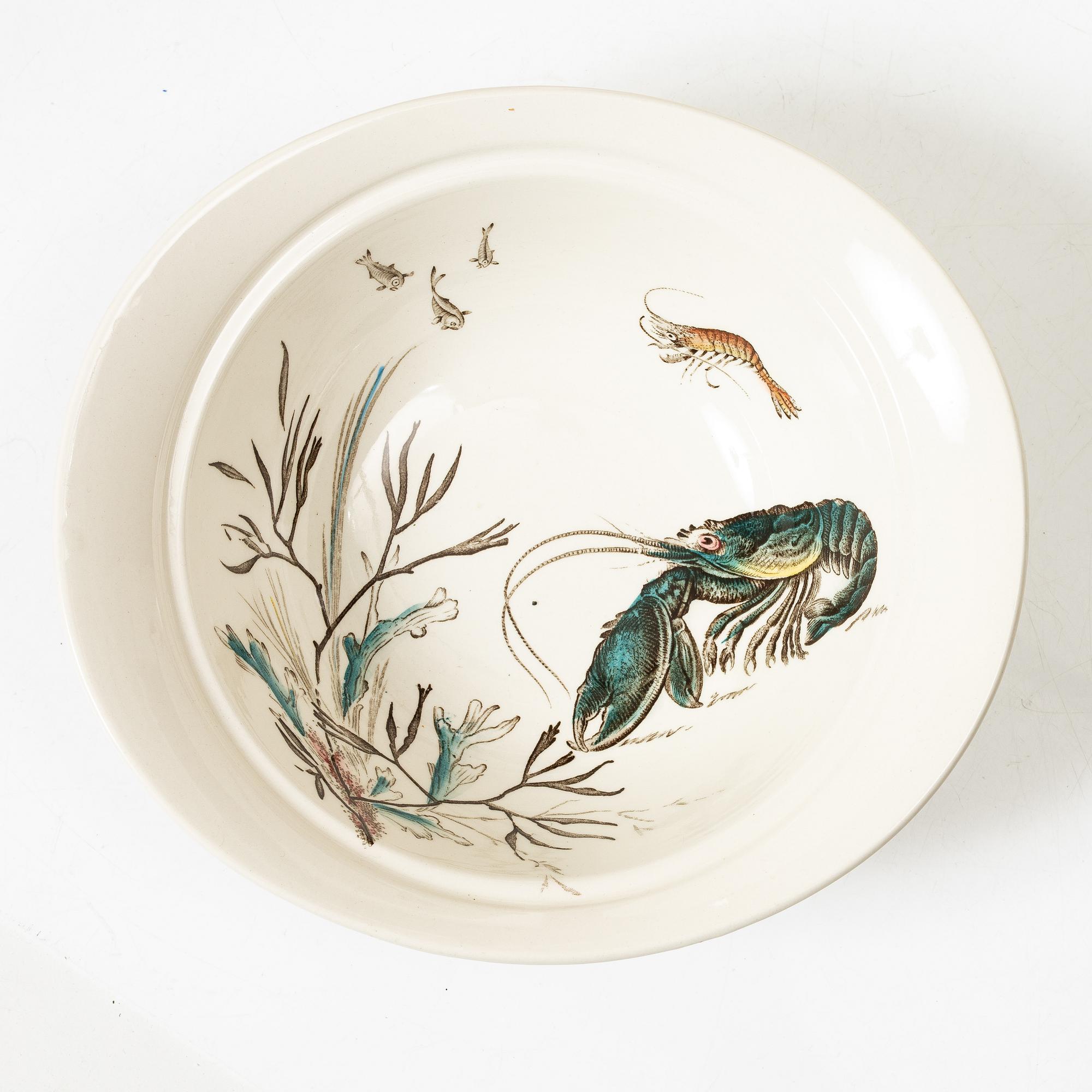 Service pieces, 11 pcs, ironstone, "Fish", Johnson Brothers, England.