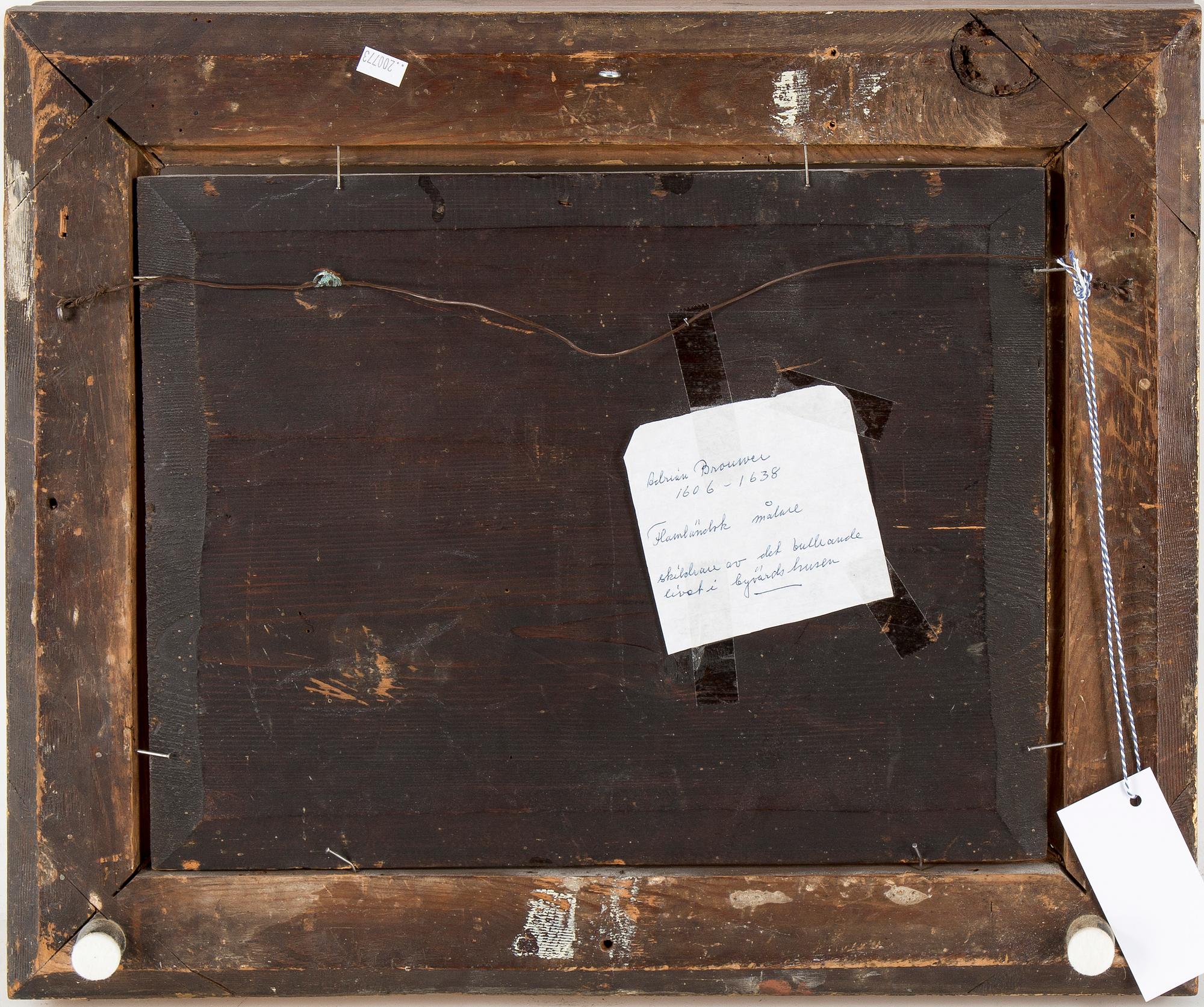 ADRIAEN BROUWER, hans art, olja på pannå.