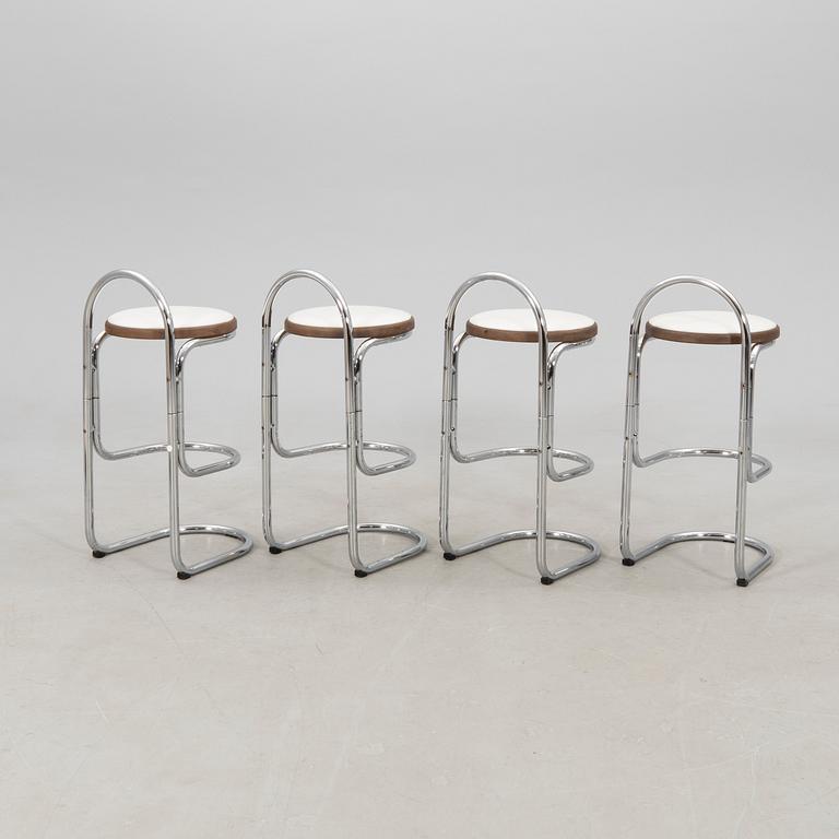 Bar stools, set of 4, late 20th century.