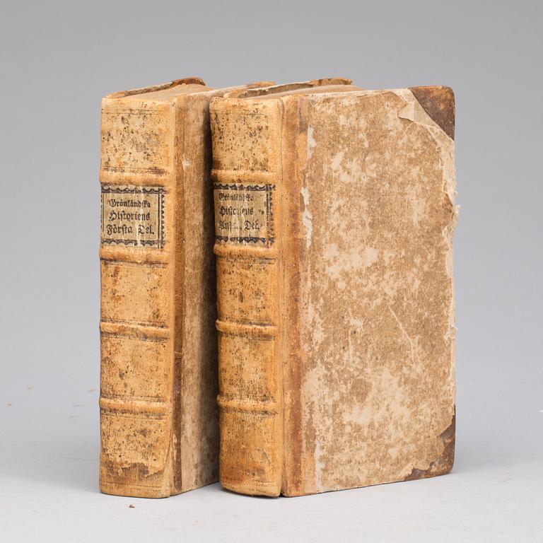 BÖCKER, 2 vol. "Historia om Grönland, deruti Landet och dess Inbyggare...." av David Cranz, Stockholm, 1769.