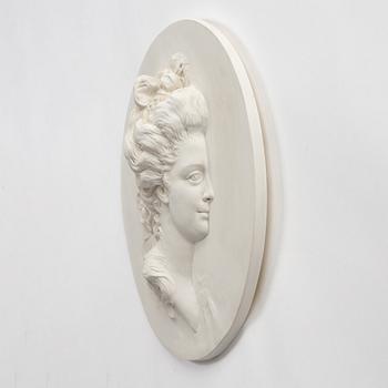 Johan Tobias Sergel, after, late 20th century, portrait medallion, "Sofia Magdalena" (1746-1813).