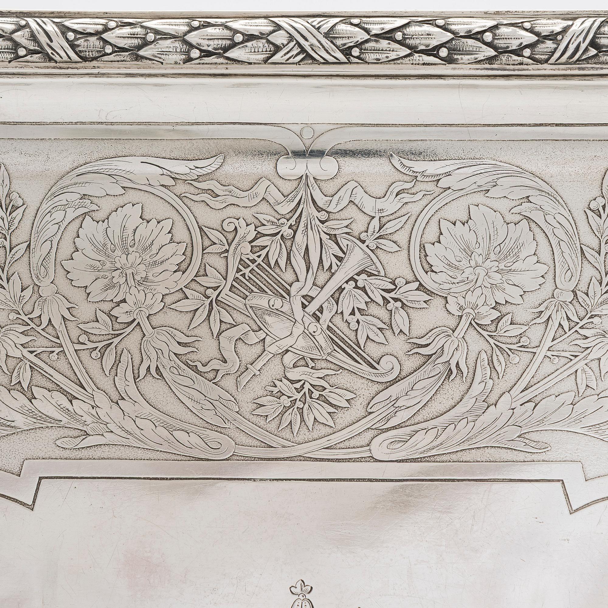 A French silver tray, maker's mark of Charles Mérite, before year 1892.