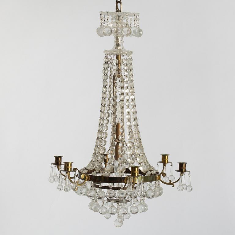 An Empire style chandelier, mid20th century.