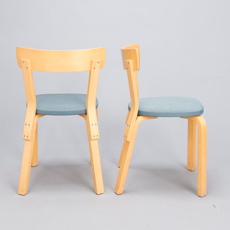 ALVAR AALTO, Two late 20th century  '69' Chairs for Artek,