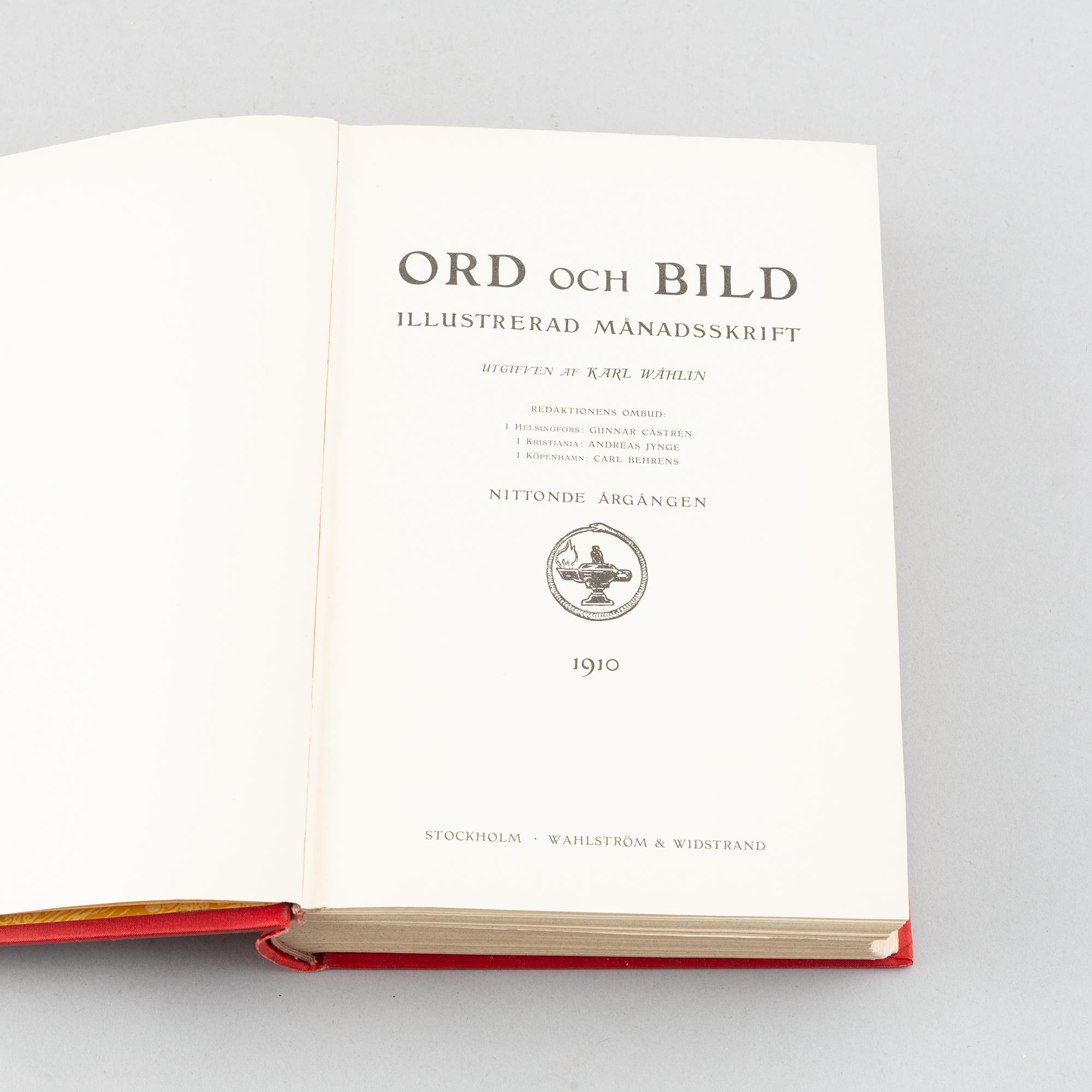 Book, "Ord och Bild", Wahlström & Widstrand, 1910.
