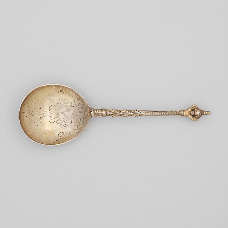 A 17th century silver-gilt spoon, unmarked, possibly Norway.