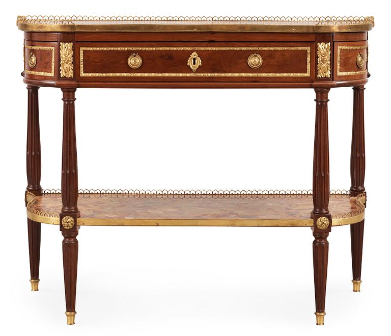 A Louis XVI late 18th century console desserte by F. Schey, master in Paris 1777.