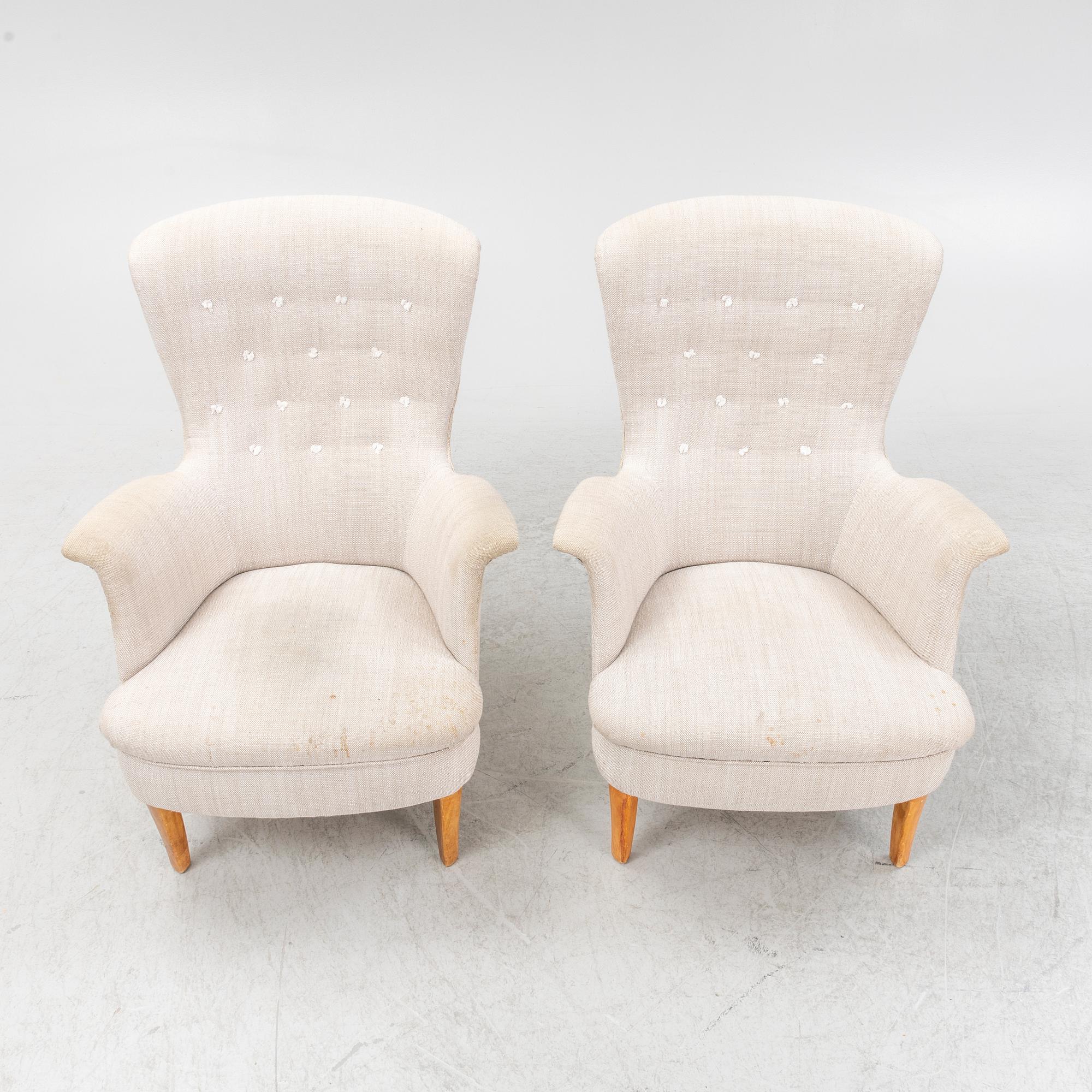 Carl Malmsten, fåtöljer, ett par, "Gamla stan".