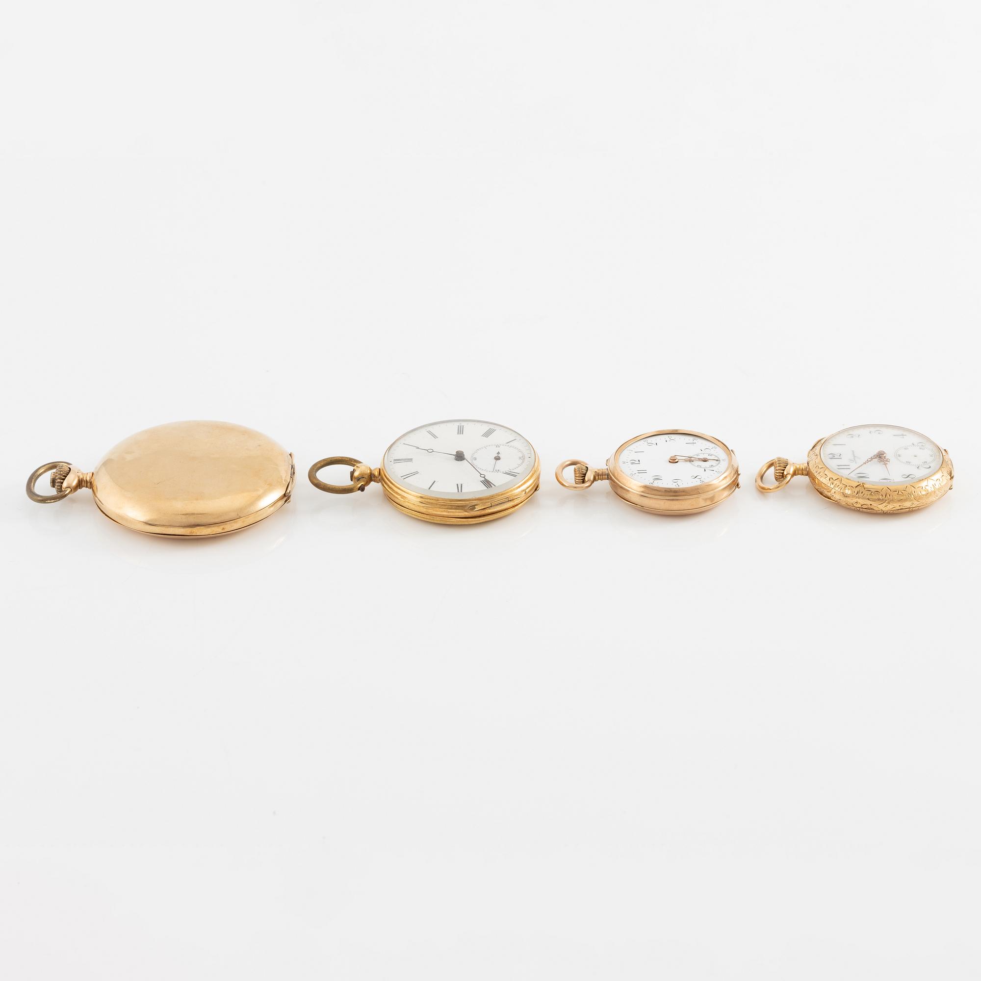 Pocket watches/grandfather clocks, 4 pcs.