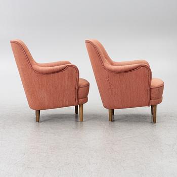 Carl Malmsten, a pair of 'Samsas' armchairs, AB OH Sjögren, Tranås.